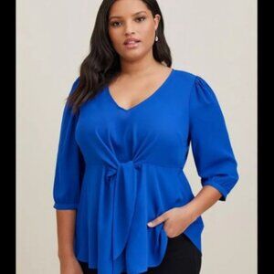 Torrid peplum style Georgette tie blouse - Royal Blue Size 4